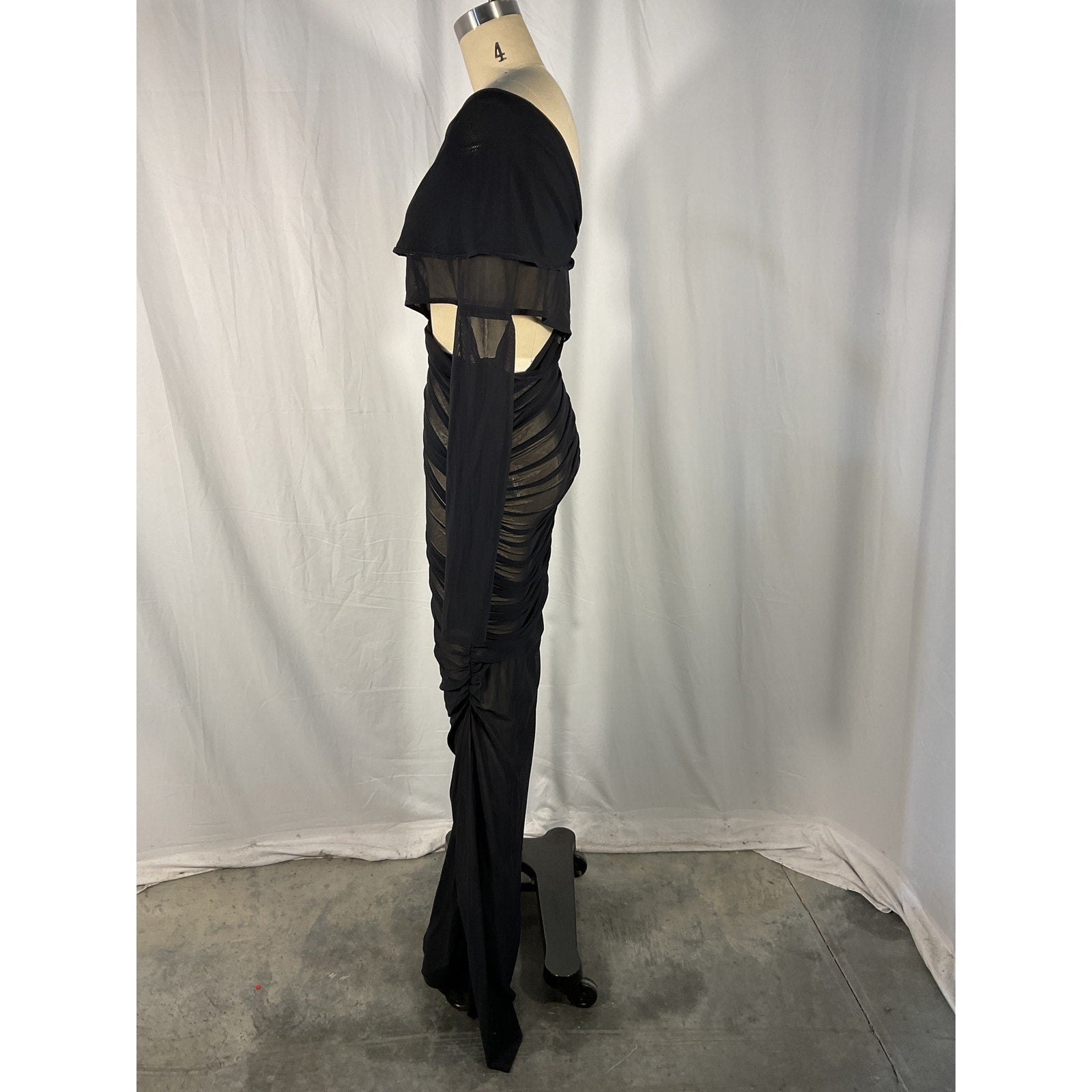 Atlein Draped Black Polyamide Mini Gown Size 36