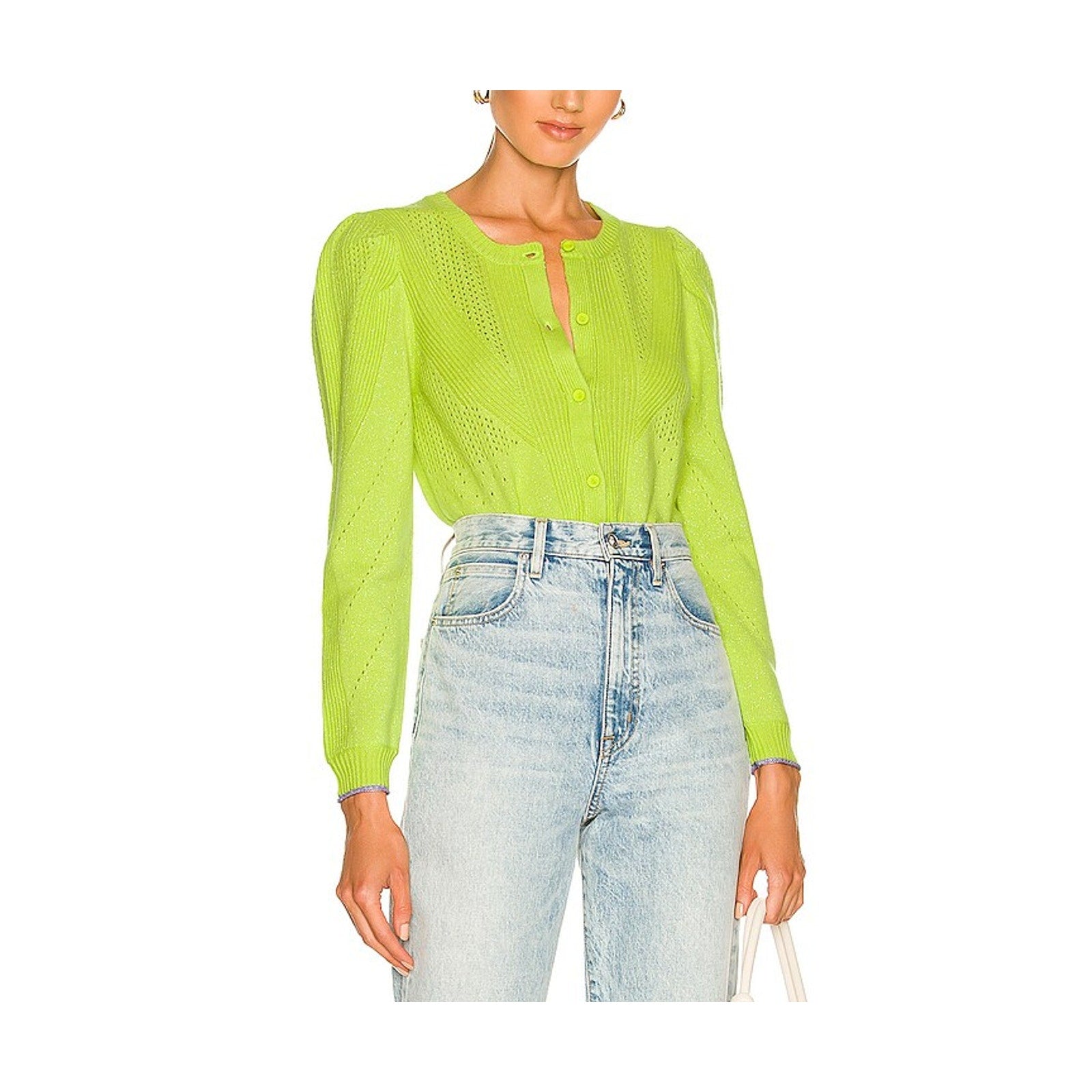 Diane Von Furstenberg 'Timmy' Puff Sleeve Green Cardigan Size XS - NWT