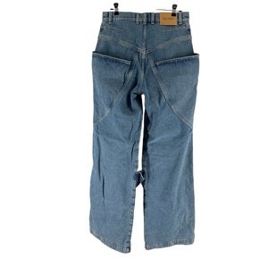 The Attico Contemporary Blue Knee-Detail Wide-Leg Denim Jeans Size 26 NWT