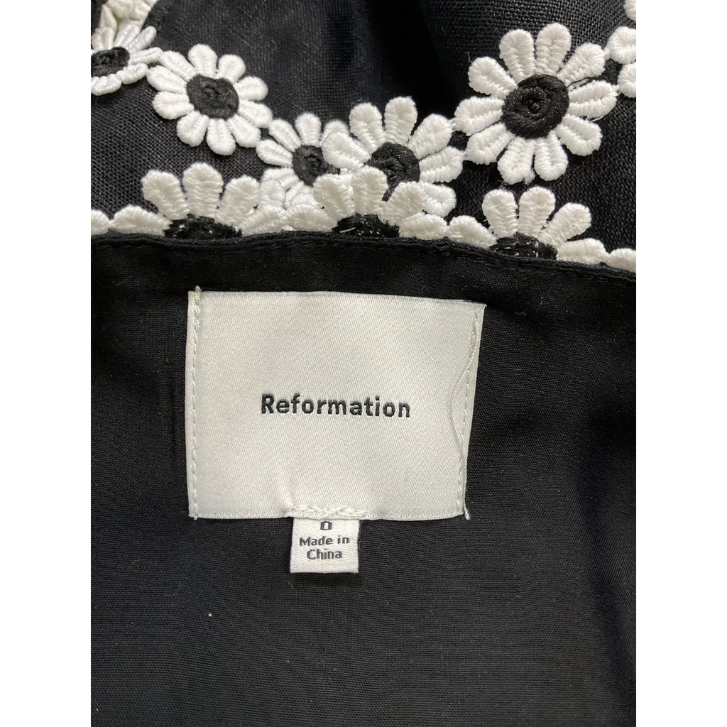 Reformation 'Minna' Black Linen Cropped Top Size 0