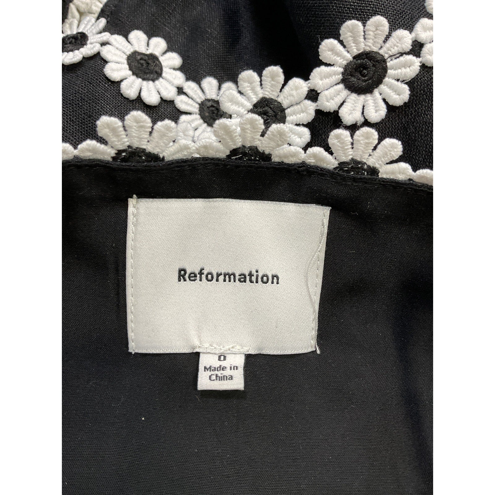 Reformation 'Minna' Black Linen Cropped Top Size 0
