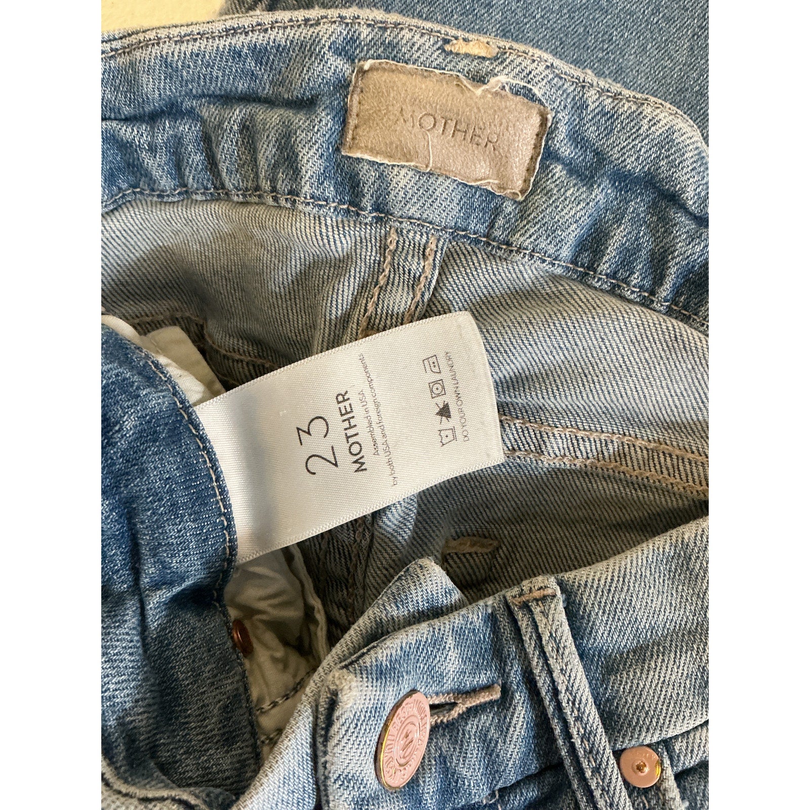 Mother 'The Looker' Blue Cotton Crop Size 23
