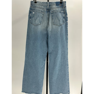 Mother 'Spinner' Blue Cotton Destroyed High Waist Wide Leg Jeans Size 28
