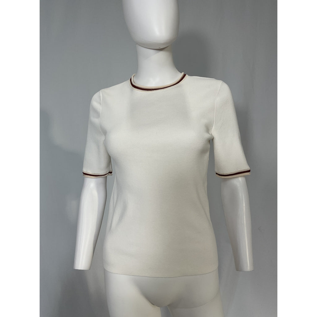 A.L.C. 'Janie' White Knit Short-Sleeve Top Size M