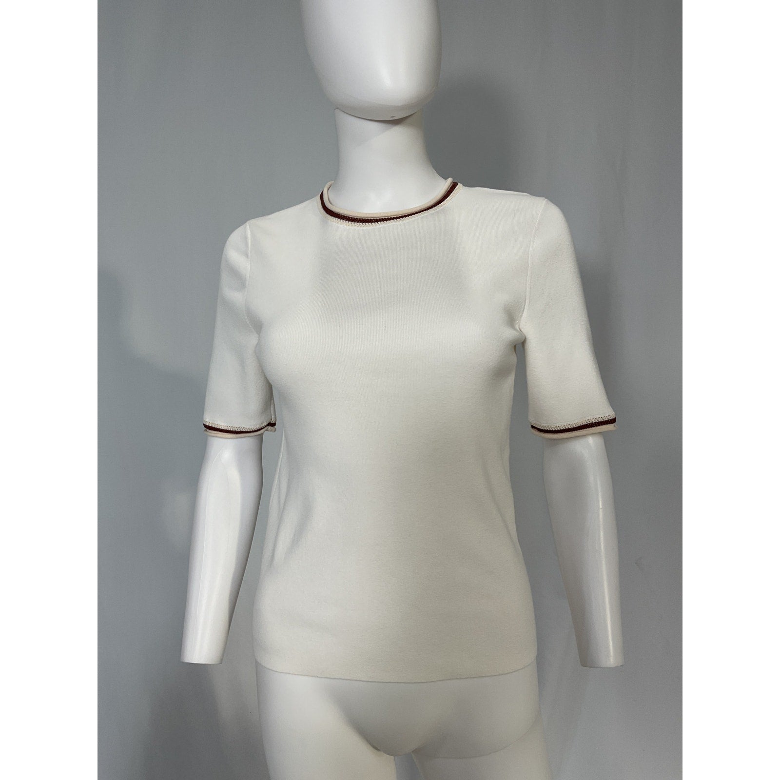A.L.C. 'Janie' White Knit Short-Sleeve Top Size M