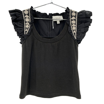 Cleobella Embroidered Black Raven Top Size XS