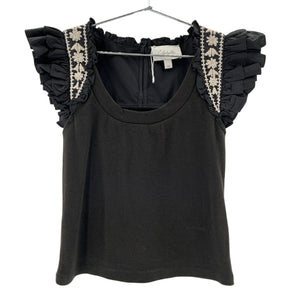 Cleobella Embroidered Black Raven Top Size XS