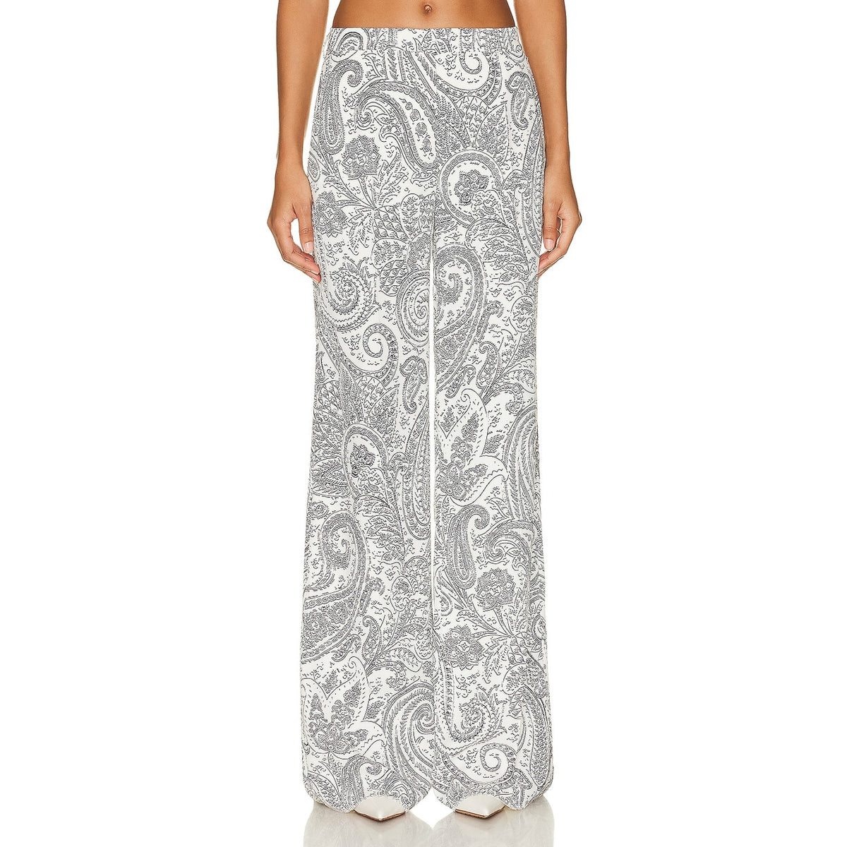 Etro Paisley Blanco Wide Leg Trousers Size IT 40 / US 4 NWT