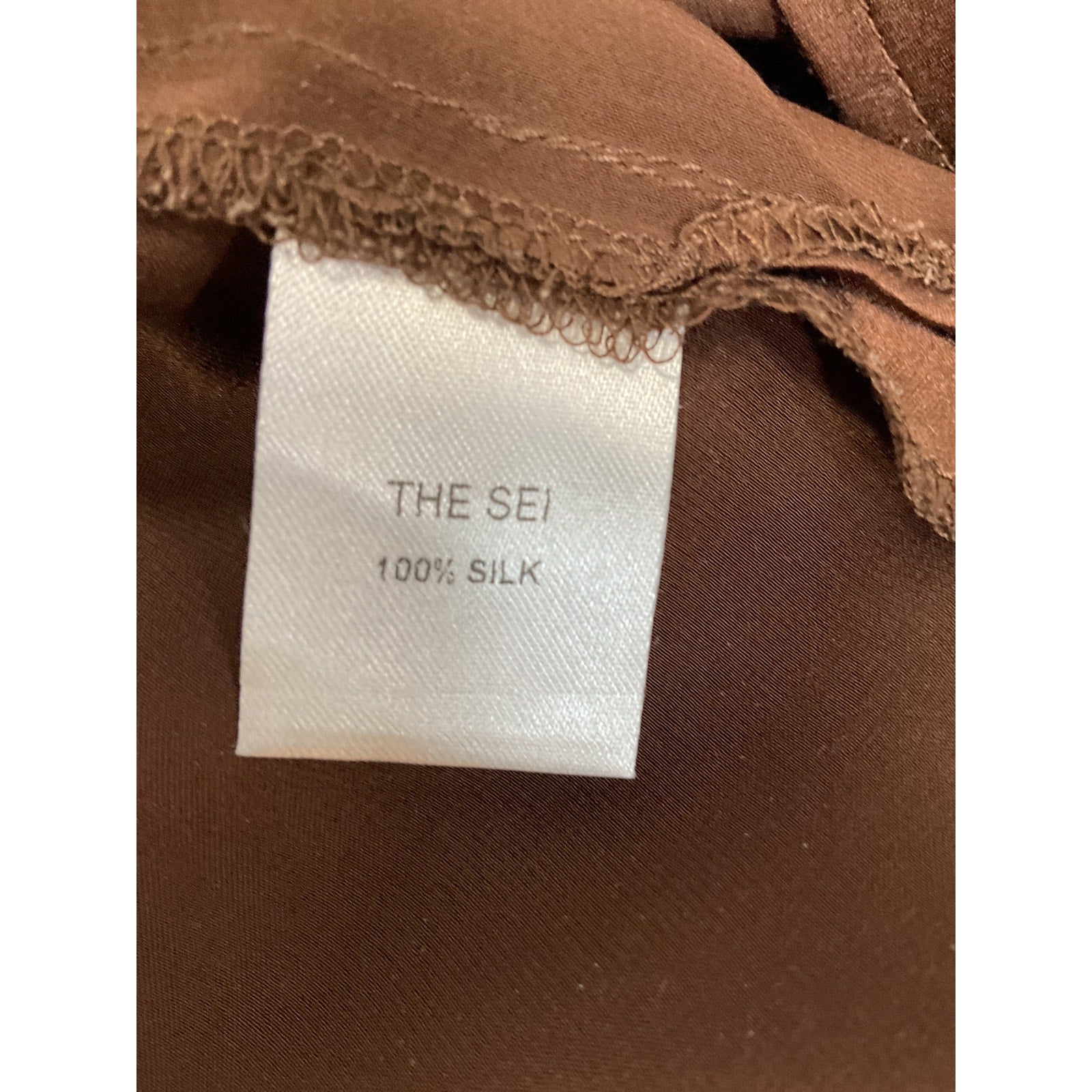 The Sei One Sleeve Off Shoulder Brown Silk  Drape Top Size 4