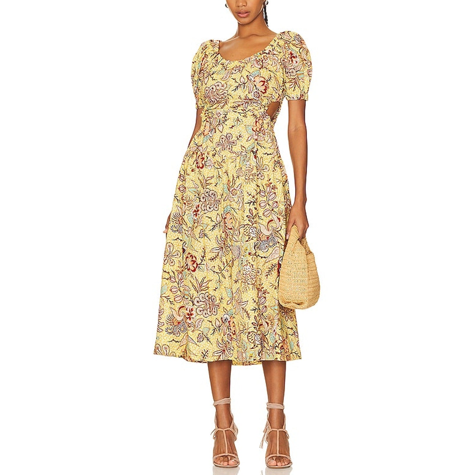 Ulla Johnson 'Golda' Yellow Side Cut Out Poplin Dress Size 6