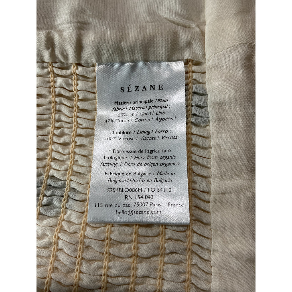 Sézane 'Adriel' Beige Linen Blouse Size 6 NWT