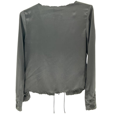 Reformation Embroidered Black Rosina Top Size 6