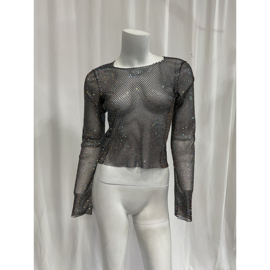 Santa Brands 'Crystal' Black Long Sleeve Top Size M - NWT