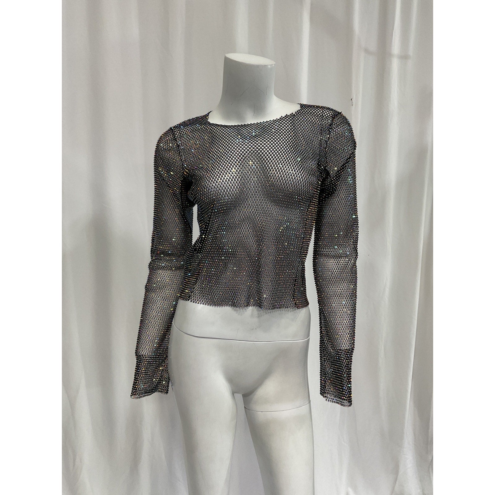 Santa Brands 'Crystal' Black Long Sleeve Top Size M - NWT