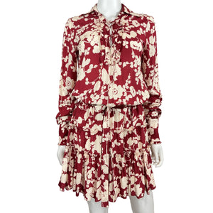 Alexis Floral Red Tiered Ruffle Dress Size S