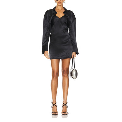 Alexander Wang Sleek Black Bolero Slip Dress Set Size S NWT