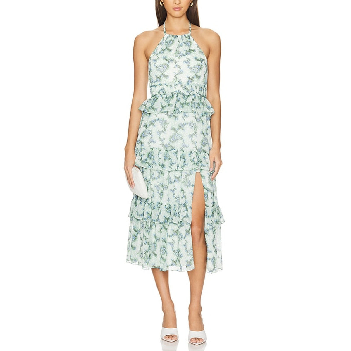 Likely Ruffled Green Dyana Midi Dress Size 00
