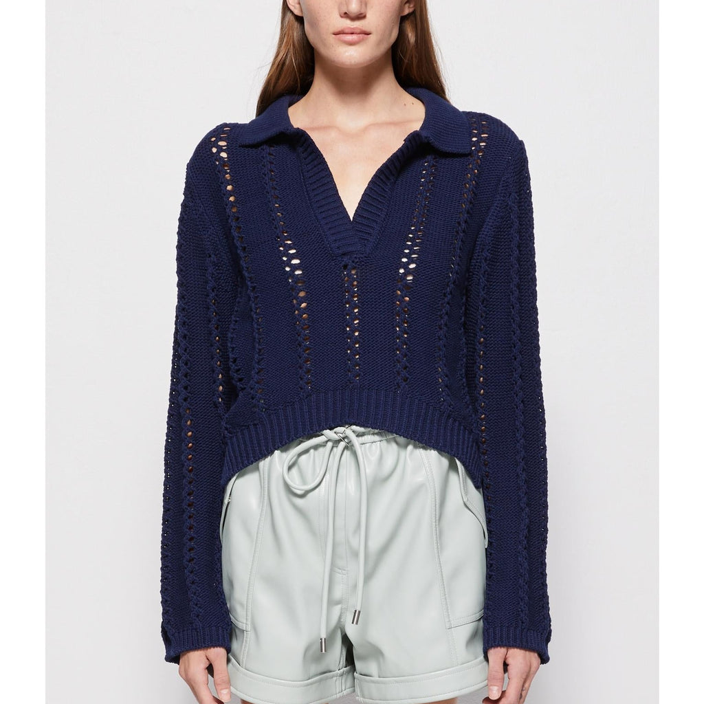 Jonathan Simkhai 'Berenice' Blue Cotton Polo Size S