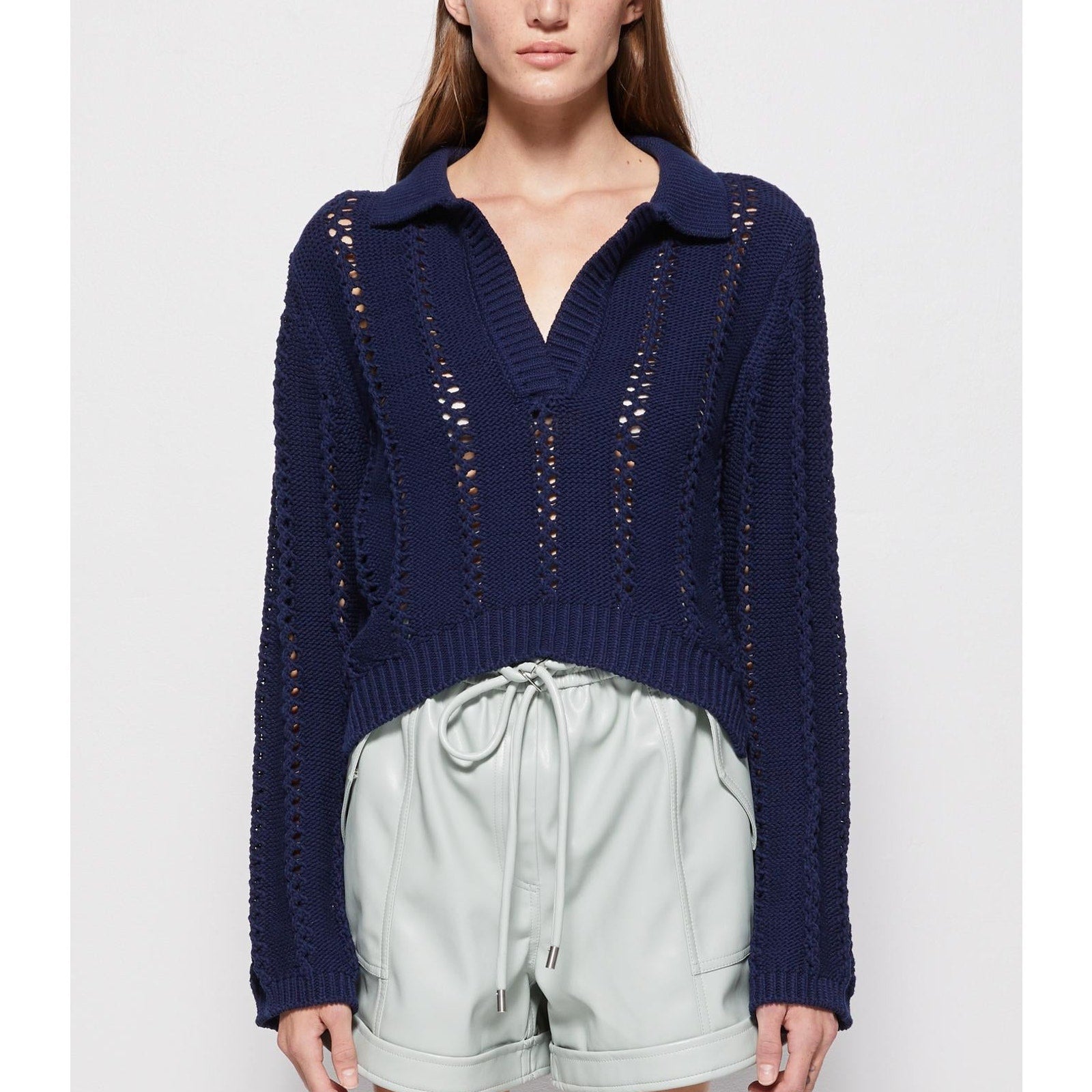 Jonathan Simkhai 'Berenice' Blue Cotton Polo Size S