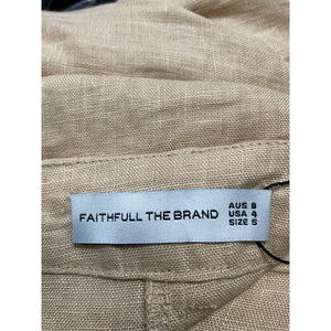 Faithfull The Brand El Toro Tan Linen Pants Size S