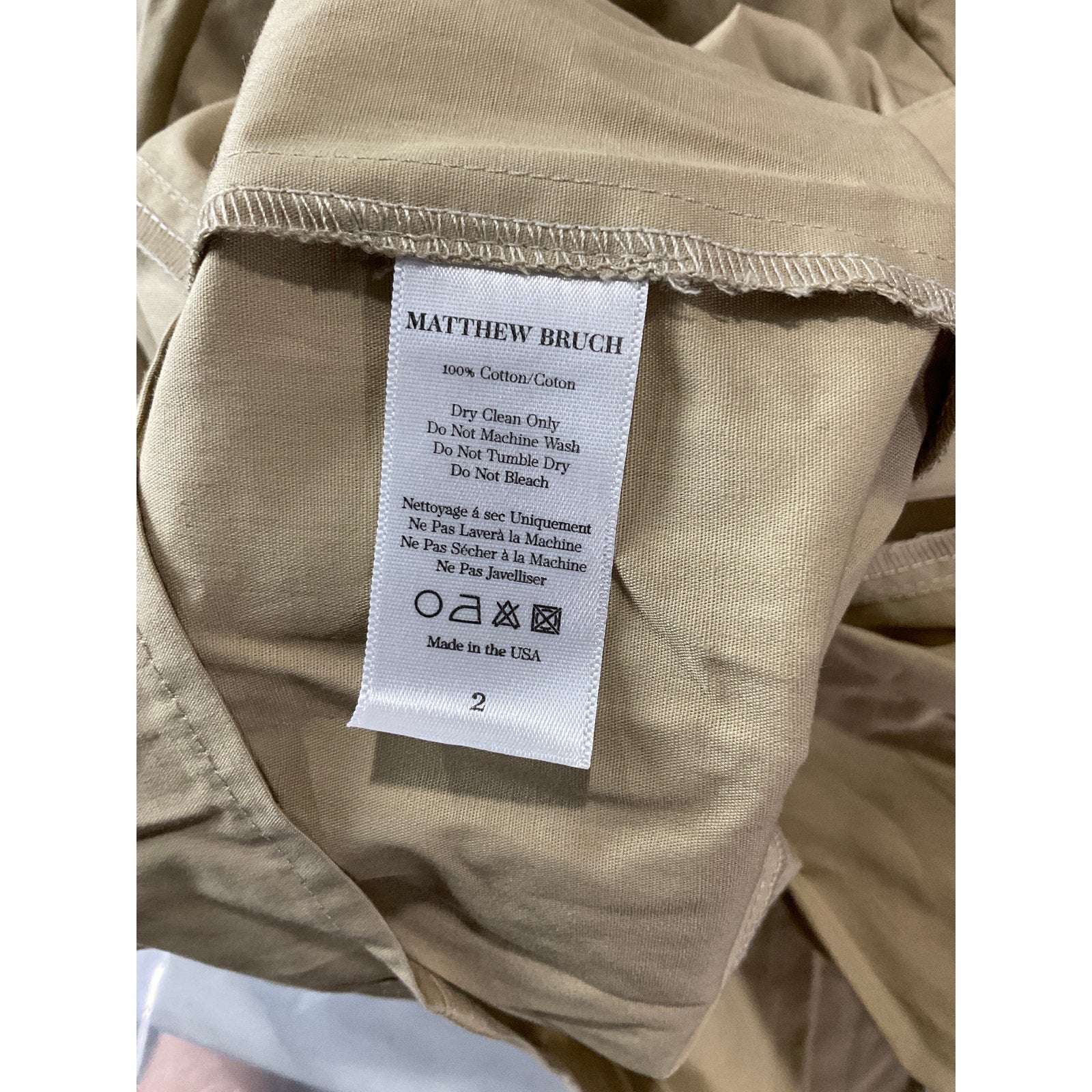 Matthew Bruch Tan Cotton Cutout Mini Shirt Dress Size 2