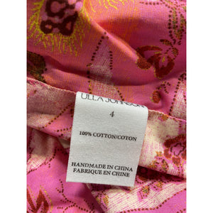 Ulla Johnson 'Kalena' Pink Puff Sleeve Graphic Printed Crop Top Size 4