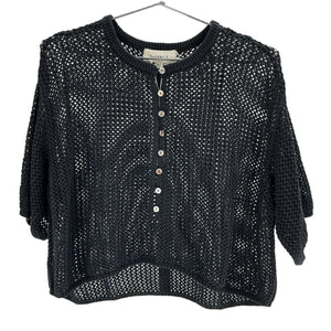 Lspace Open Knit Black Coast Is Clear Cardigan Size Small