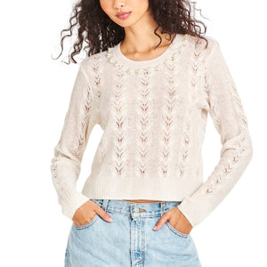 Loveshackfancy Embellished Beige Linus Sweater Size XS
