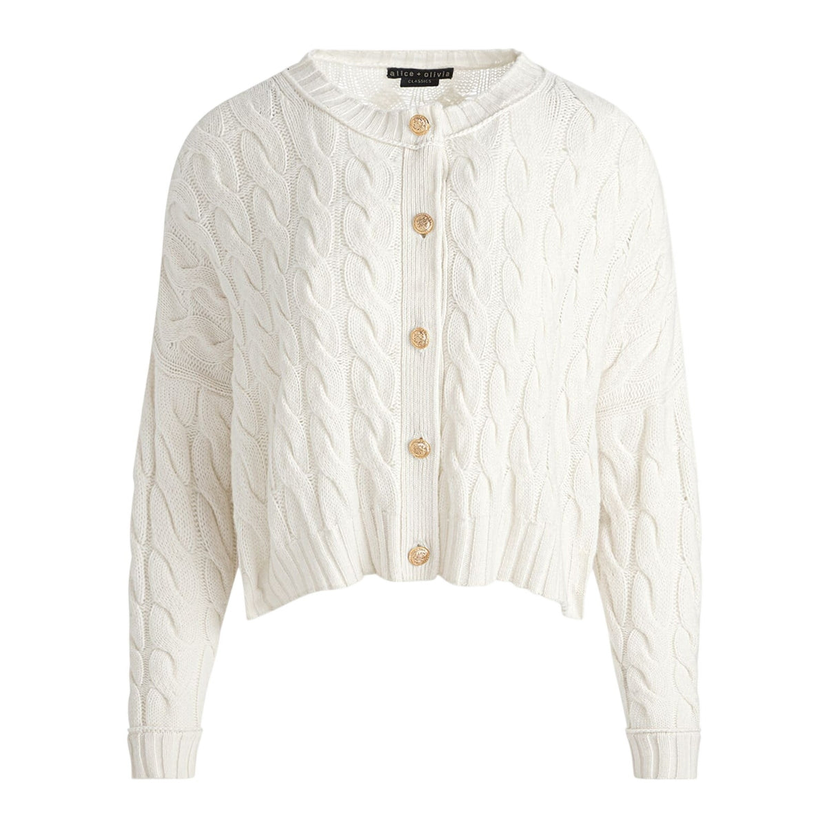 Neiman Marcus Cable Knit Beige Cecilie Cardigan Size M