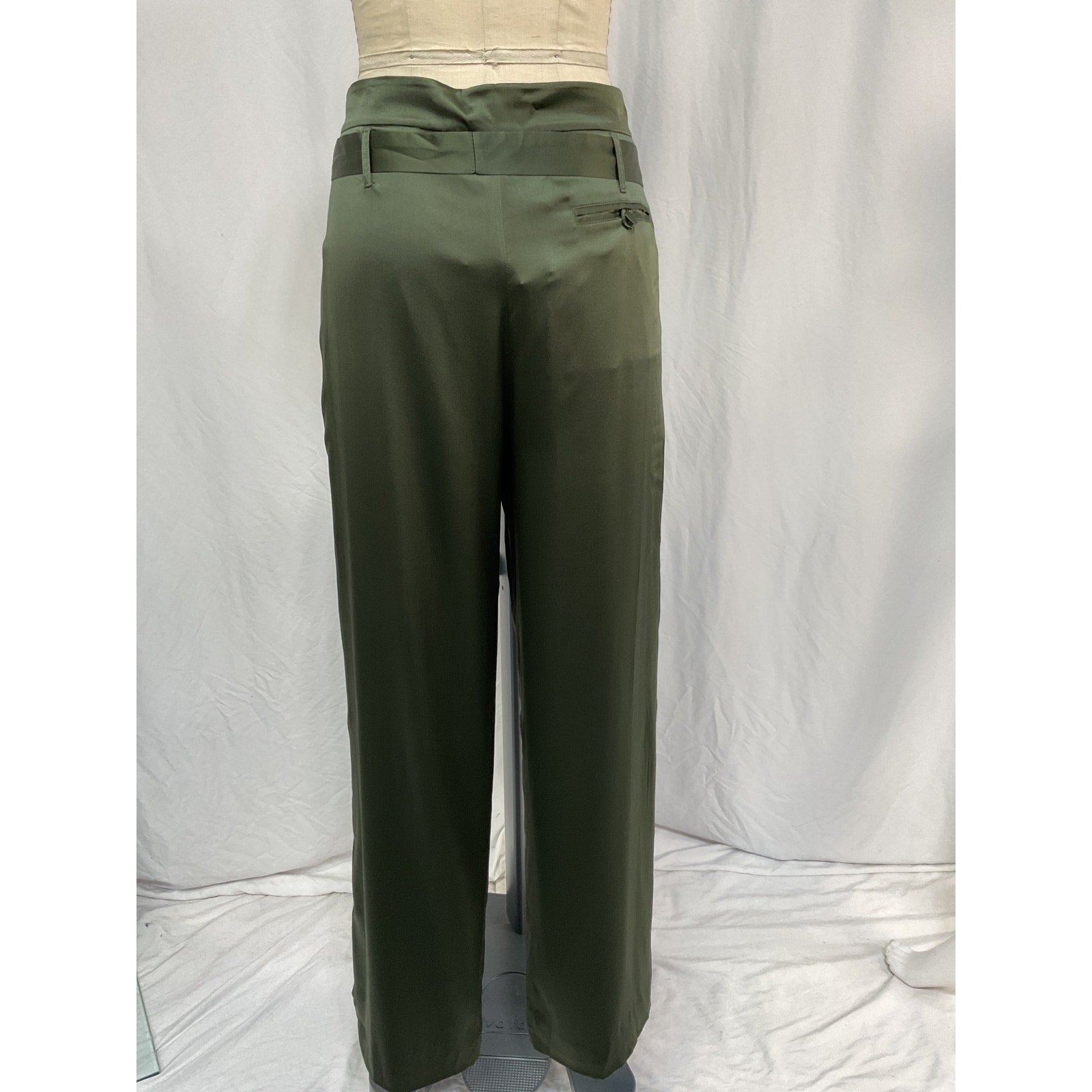 Jonathan Simkhai 'Arlet' Green Silk Pleated Wide-Leg Pant Size 6