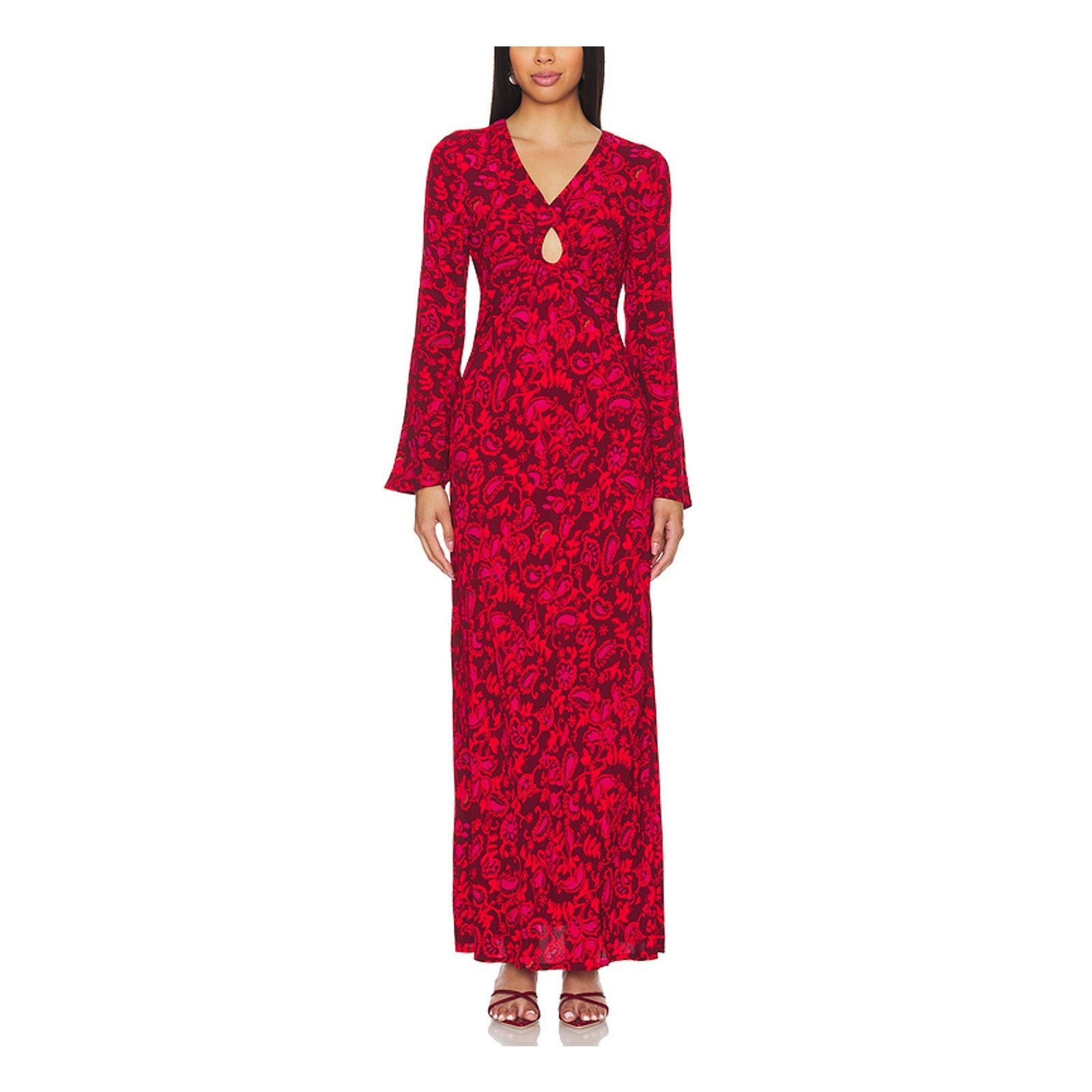 Faithfull The Brand 'Santino' Red Linen Maxi Dress Size 8