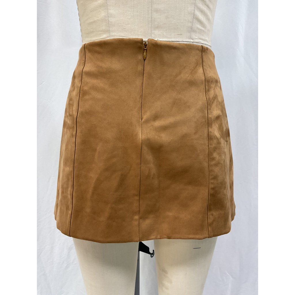 Tularosa 'Ginny' Brown Faux Suede Leather Mini Skirt Size M