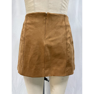 Tularosa 'Ginny' Brown Faux Suede Leather Mini Skirt Size M