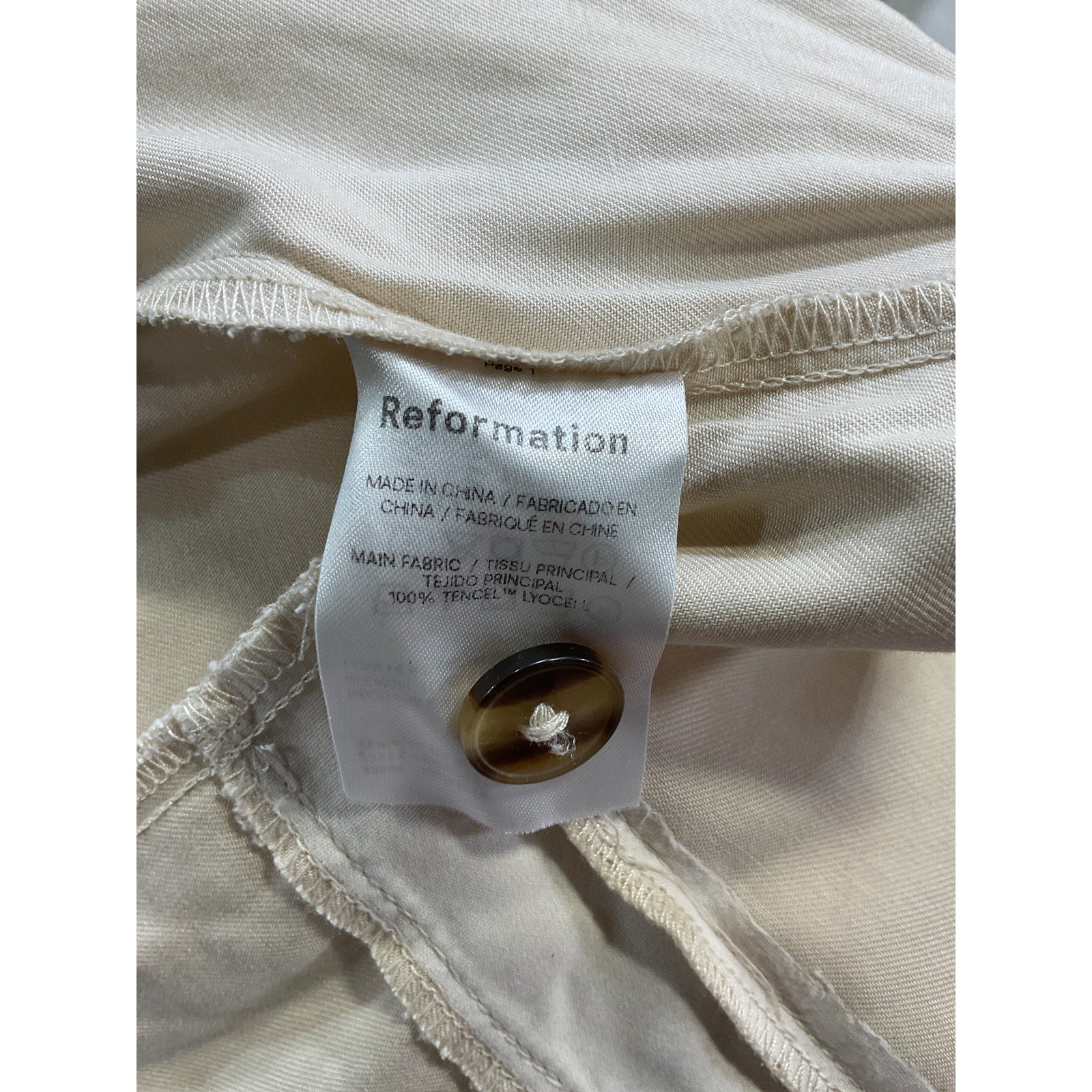 Reformation 'Petites' Tan Mason Pant Size 4 P