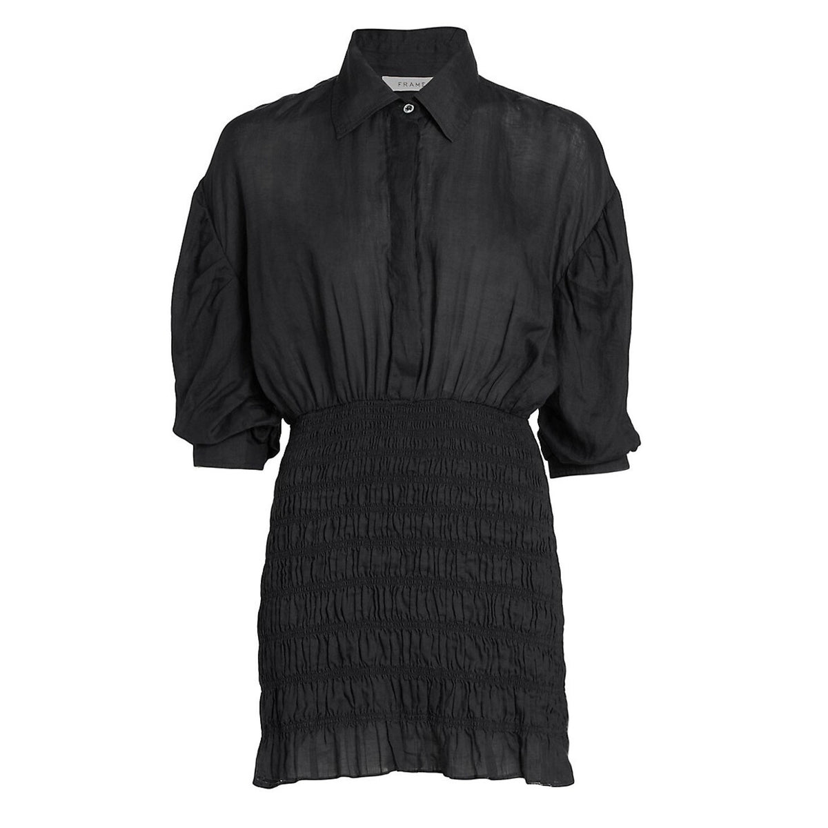 Frame Chic Noir Smocked Shirtdress Size X-Small