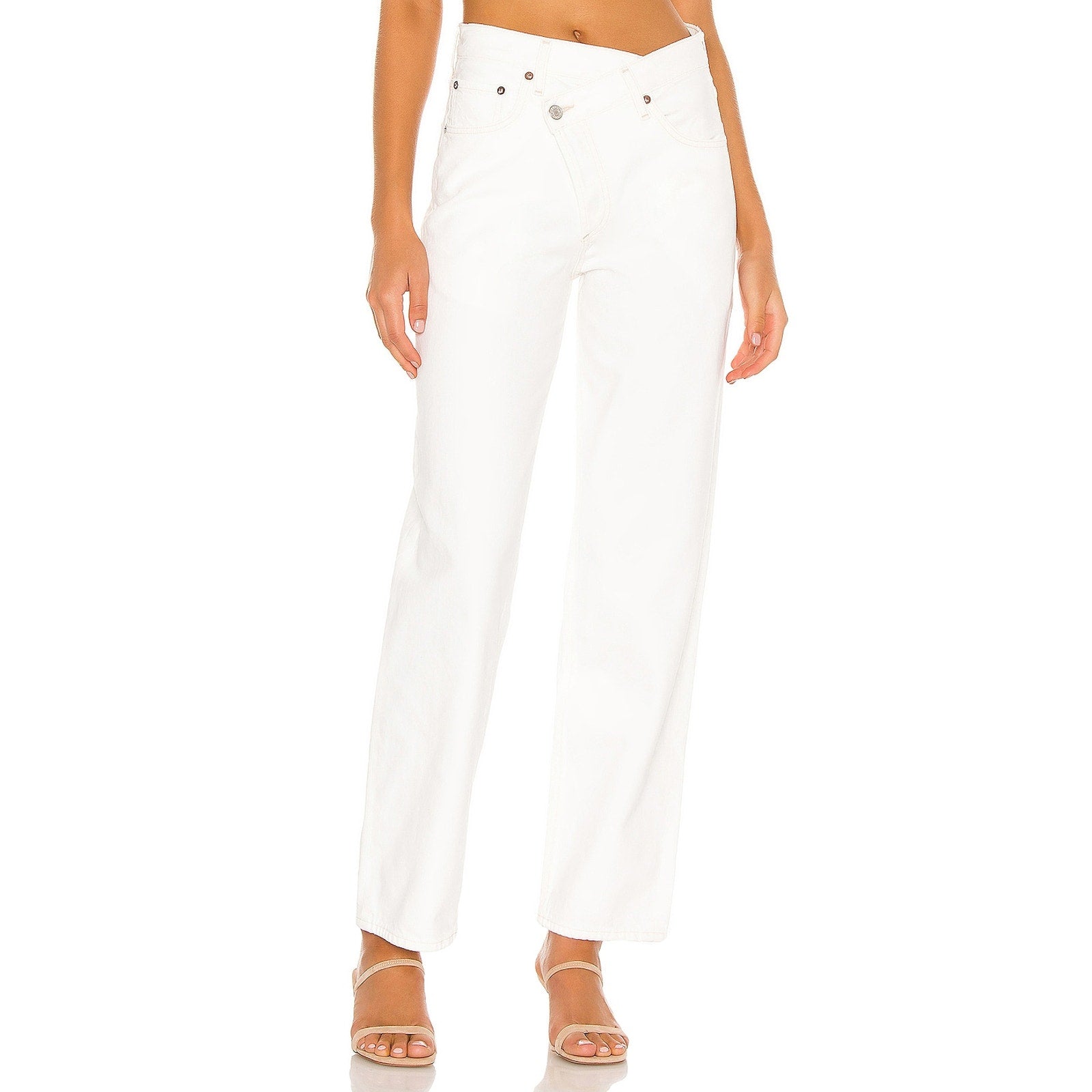 Agolde 'Criss Cross' White Cotton Wide Leg Pant Size 24