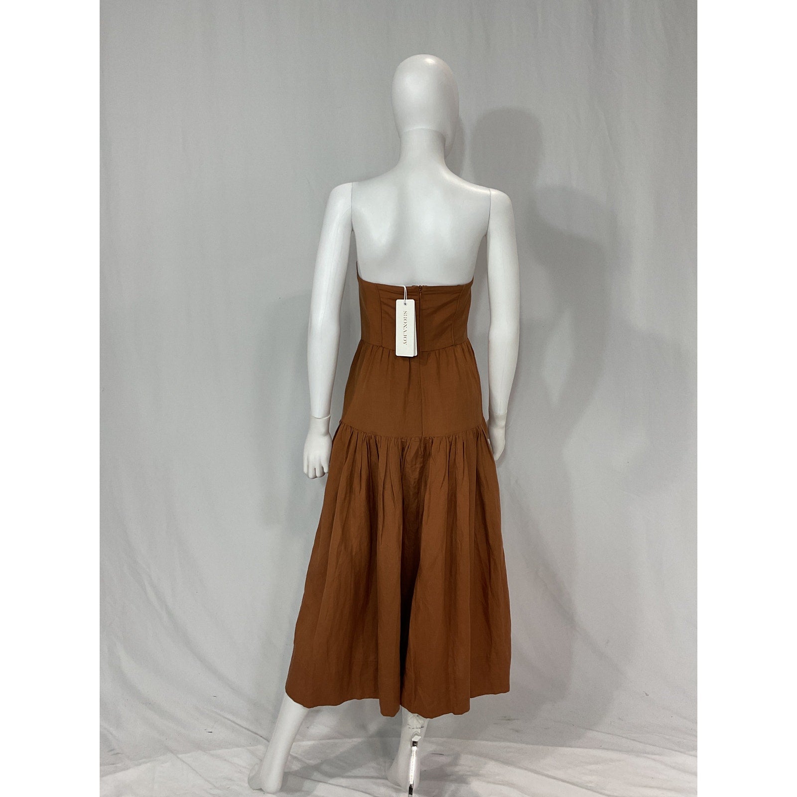 Shona Joy 'Jules' Brown Strapless Ruched Midi Dress Size 4 - NWT