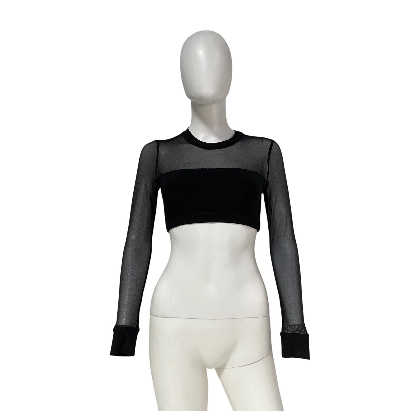 Norma Kamali x Revolve Black Polyester Crewneck Banded Midriff Top Size S