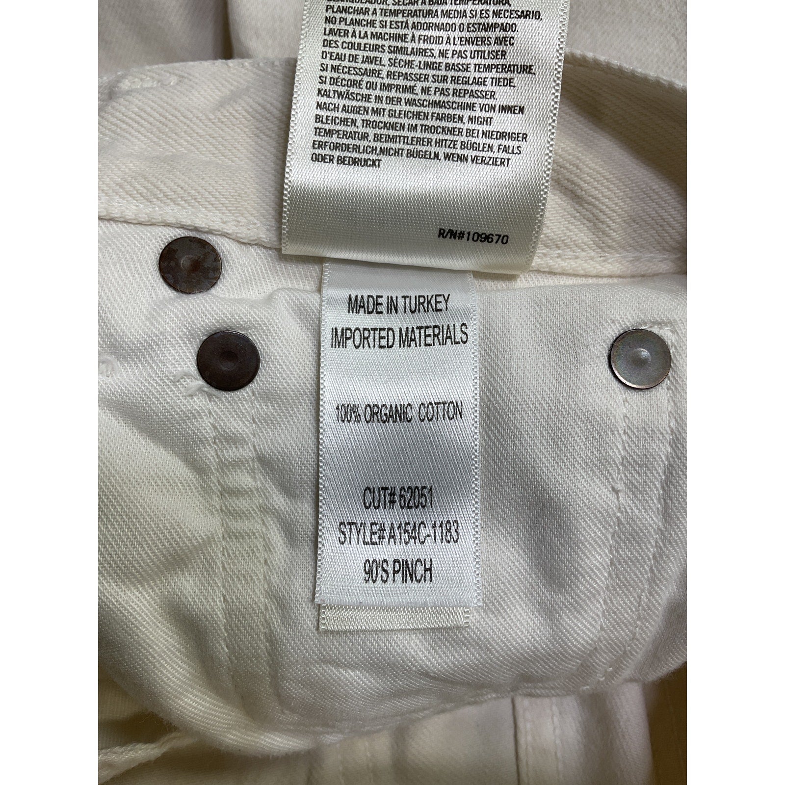 Agolde '90S' White Cotton Pinch Waist Denim Jean Size 24
