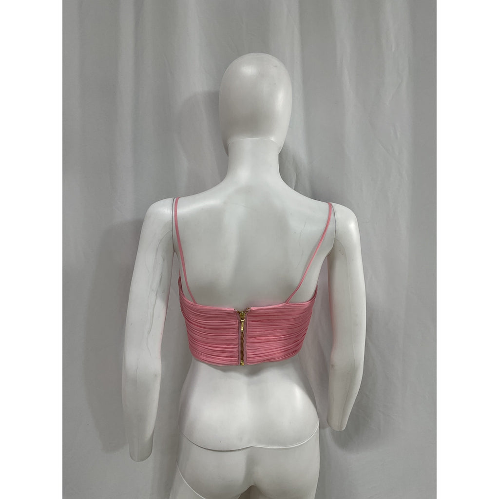 Aje 'Laurier' Pink Wave Cropped Pliss�-Organza Top Size 0