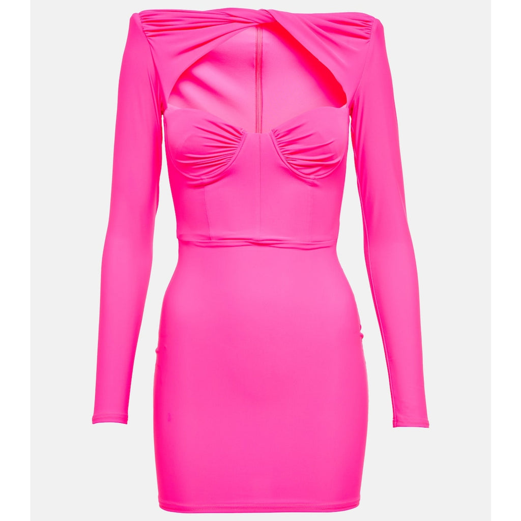 Alex Perry 'Barett' Pink Polyester Twist-Detail Mini Dress Size 8