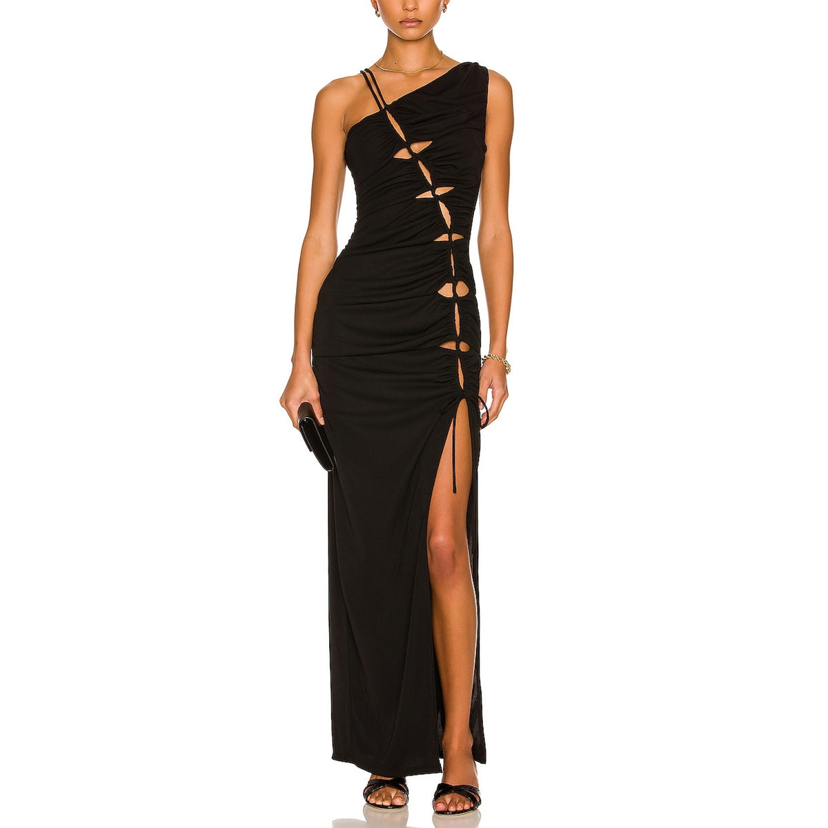 Nicholas Ruched Black Prisha Gown Size 0