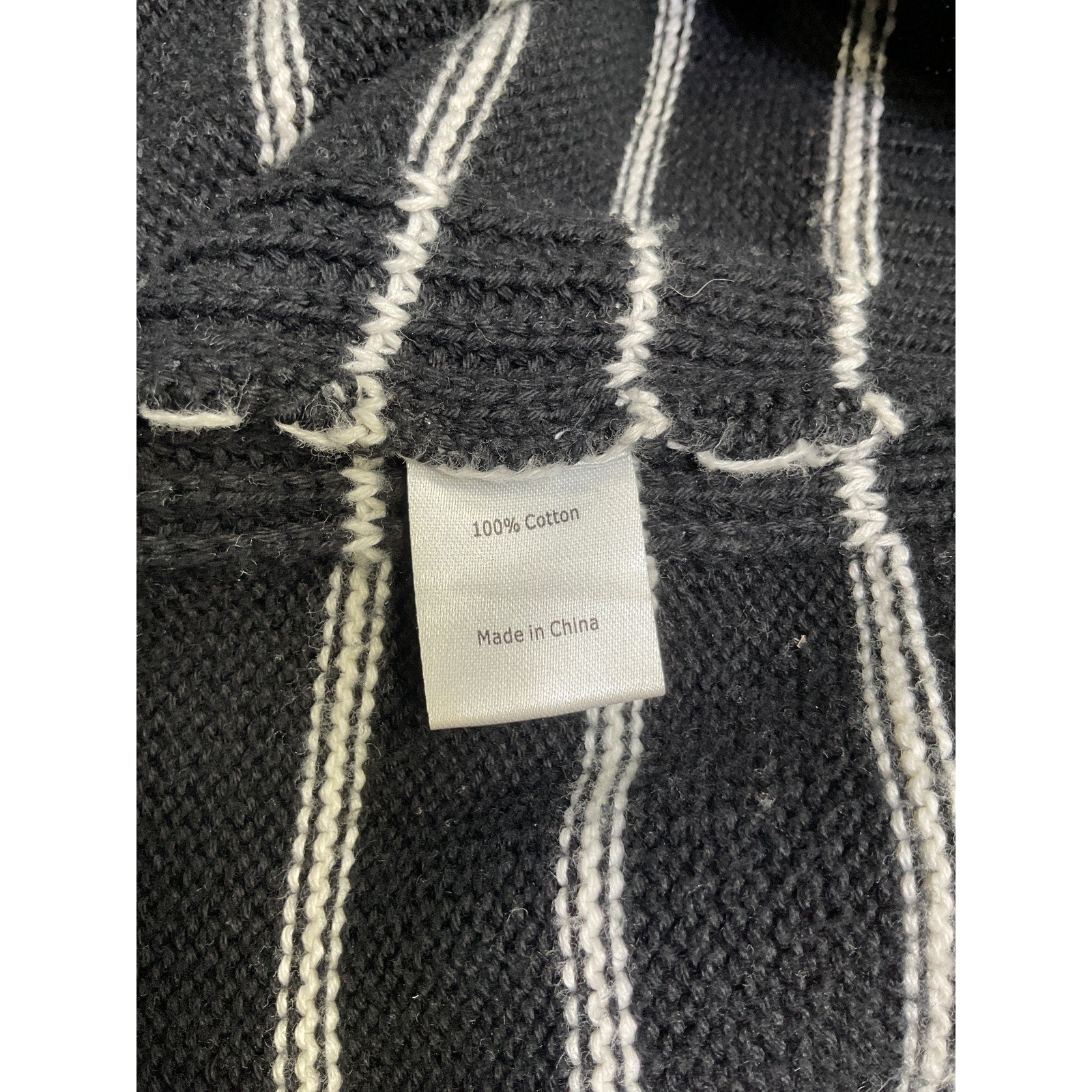 La Ligne 'Bastien' Black Cotton Stripe Half-Zip Cotton Sweater Size L