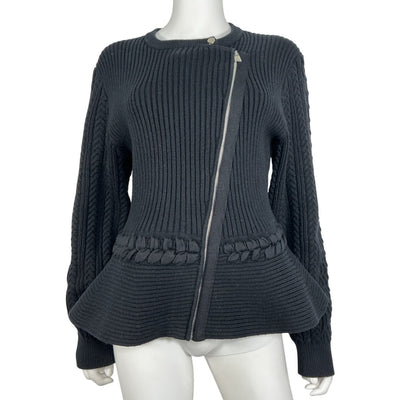 Simkhai Ribbed Black Andi Cardigan Sweater Size XL