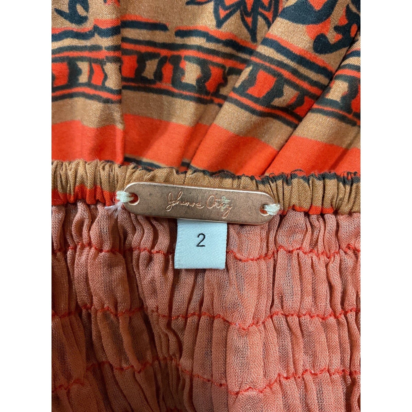Johanna Ortiz 'Tropical Mantra' Red Cotton Voile Geometric Print Mini Dress Size 2