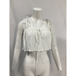 For Love & Lemons 'Joan' White Crop Top Size S