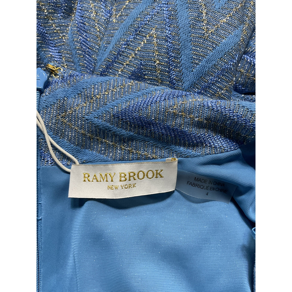 Ramy Brook 'Celeste' Blue Cotton V Neck Long Sleeve Dress Size 4 - NWT