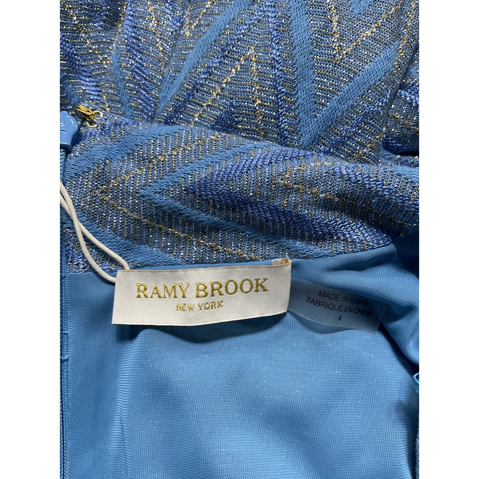 Ramy Brook 'Celeste' Blue Cotton V Neck Long Sleeve Dress Size 4 - NWT