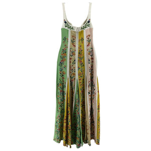 Farm Rio Multicolor 'Delicate' Yellow Linen Floral Stripes Lenzing Ecovero Euroflax Maxi Dress Size XXS