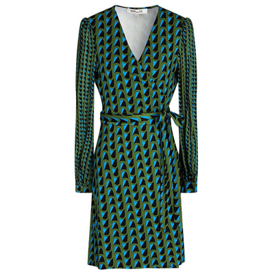 Diane Von Furstenberg Printed Multicolor Gala Wrap Dress Size S